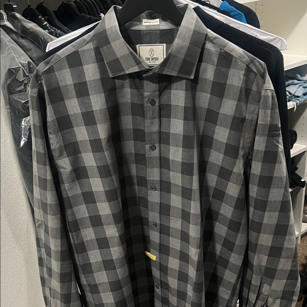 Todd Snyder Black and Gray Plaid Shirt